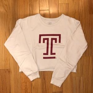 Temple University Crop Logo Crew Neck